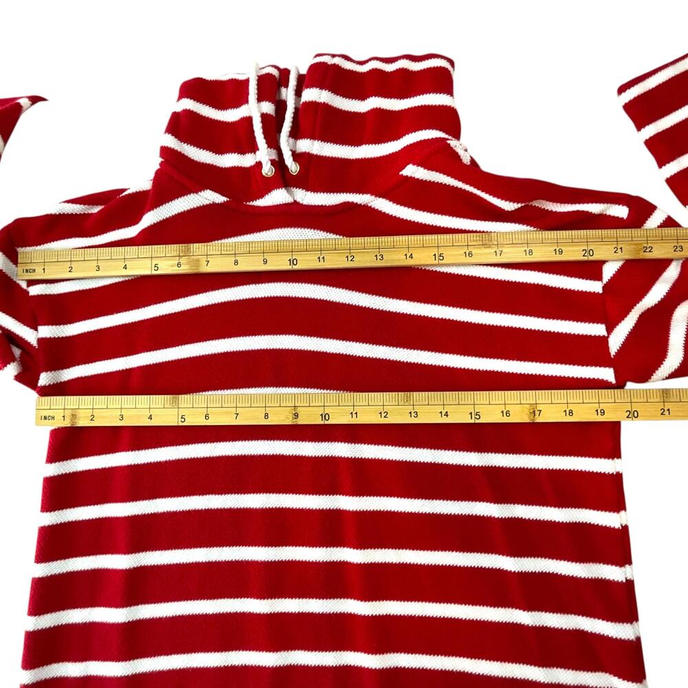 Talbots Beach Terry Hoodie Luna Womens Medium Red White Striped Cotton - Picture 9 of 13
